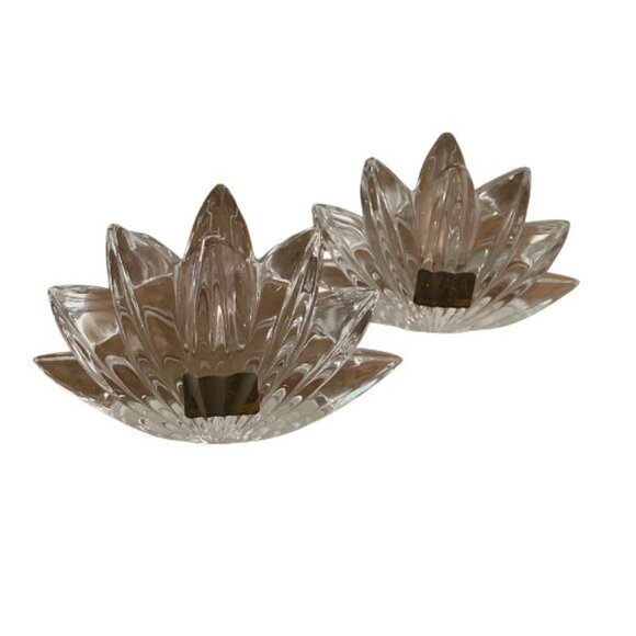 Pair of Mikasa German Fleurisse Crystal Candleholders - Picture 2 of 7